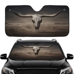 Longhorn Bull Skull Desert Landscape - Car Interior Upgrade for Western Style Lover Car Sunshade