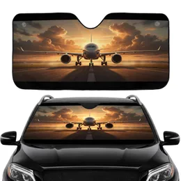 Jetliner Powerful Engines Runway Dramatic Sky - Travel Essentials Car Sunshade
