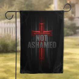 Bold Red Christian Cross Not Ashamed - Powerful Faith Statement Home Decor Gift for Believers Garden Flag