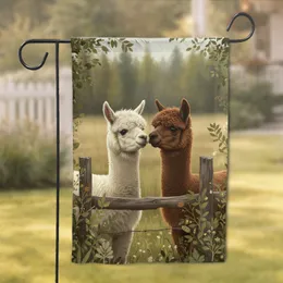 Alpaca Couple Noses Touching - Rustic Home Decor Gift for Alpaca Lovers Garden Flag