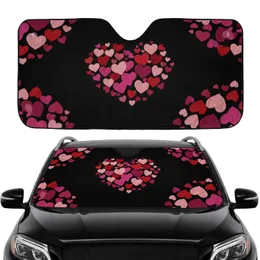 Textured Pink Fuchsia Crimson Hearts Black Canvas - Road Trip Gift Car Sunshade