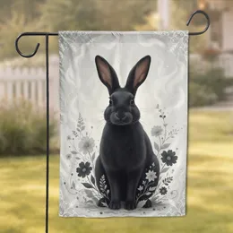 Black Rabbit Sleek Lifelike Observant Wildlife Home Decor Gift Garden Flag
