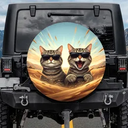 Tabby Cats Sunglasses Road Trip Adventure - Car Lover Driving Enthusiast Gift Spare Tire Cover