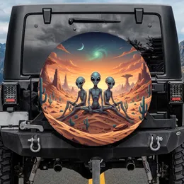 Grey Aliens Desert Twilight Nebula - Adventure Seeker Home Decor Gift Spare Tire Cover