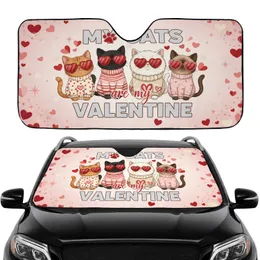 My Cats Valentine Four Cartoon Cats Heart Sunglasses - Valentine's Day Car Upgrade for Cat Lovers Car Sunshade