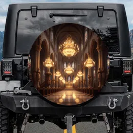 Cathedral Interior Altar Stained Glass Arches Chandeliers - Vehicle Decor Gift Spare Tire Cover