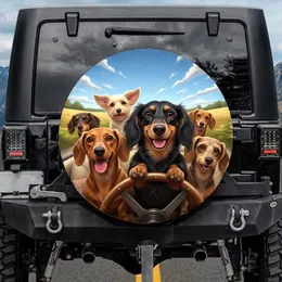 Dachshunds Road Trip Landscape - Dog Lover Gift Spare Tire Cover