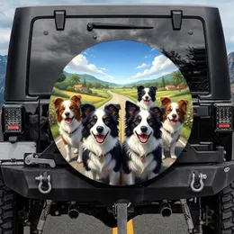 Border Collies Open Road Adventure - Dog Lover Travel Gift Spare Tire Cover