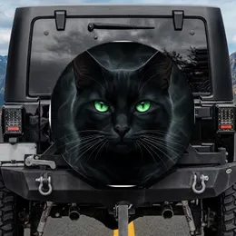 Majestic Black Cat Face Emerald Green Eyes - Wildlife Lover Gift for Cat Owners Spare Tire Cover