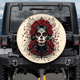 Sugar Skull Woman Red Roses Day of the Dead Calavera Art Lover Gift Spare Tire Cover