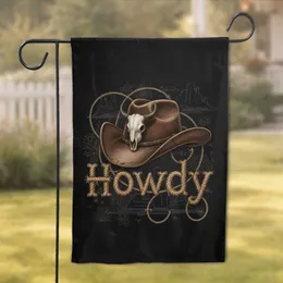 Vintage Cowboy Hat Skull Howdy - Western Home Decor Gift for Cowboy Lover Garden Flag
