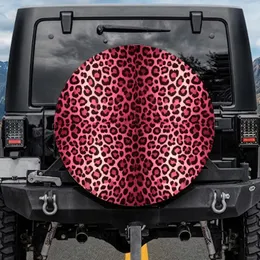 Hot Pink Dark Brown Leopard Fur Animal Print - Car Decor Gift Spare Tire Cover