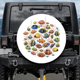 Richly Colored Tropical Reef Fish School Underwater Scene - Ocean Lover Gift Spare Tire Cover