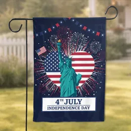 Heart American Flag Statue of Liberty 4th July Banner - USA 250th Anniversary Garden Flag