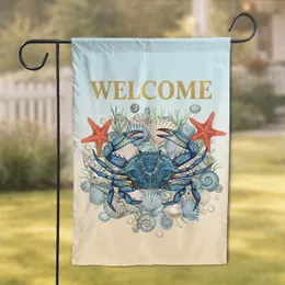 Blue Crab Welcome Sign - Coastal Home Decor Gift for Beach Lovers Garden Flag