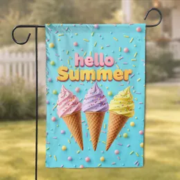 Ice Cream Cones Hello Summer Candy - Summer Home Decor Gift Garden Flag