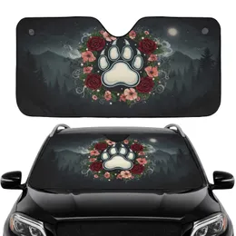 Bear Paw Rose Floral Wreath Gothic Damask Forest Night - Car Interior Upgrade Car Sunshade