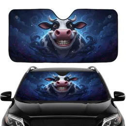 Friendly Grinning Cow Head Misty Night Sky - Car Interior Upgrade for Cow Lover Car Sunshade
