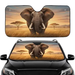 Majestic African Elephant Savanna Landscape - Road Trip Car Interior Upgrade Car Sunshade