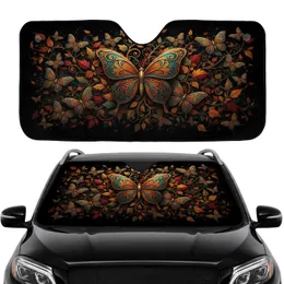 Monarch Geometric Floral Butterflies Autumn Leaves Branches - Car Interior Upgrade Car Sunshade