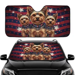 Patriotic Yorkshire Terriers Independence Day Car Interior Upgrade Car Sunshade