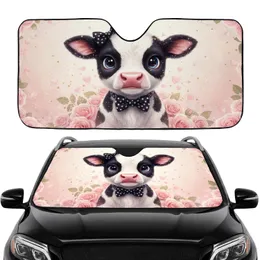 Big Eyed Baby Holstein Calf Blue Eyes Pink Rose - Car Interior Upgrade for Calf Lover Car Sunshade