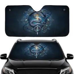 Majestic Dragon Golden Broadsword Ornate Frame - Car Interior Upgrade Fantasy Lover Gift Car Sunshade