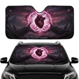 Armored Hands Bleeding Heart Dark Fantasy Mountains Car Interior Upgrade Car Sunshade
