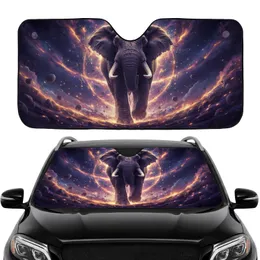 African Elephant Golden Purple Cosmos - Car Interior Upgrade Elephant Lover Gift Car Sunshade