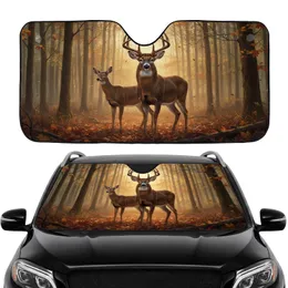 White-Tailed Buck Doe Autumn Forest Sunset - Car Interior Upgrade Car Sunshade