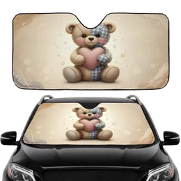 Patchwork Teddy Bear Pink Heart - Affectionate Car Interior Upgrade Car Sunshade