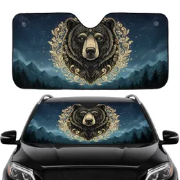 Majestic Bear Head Forest Mountain Night Sky Botanical - Car Interior Upgrade Wildlife Lover Gift Car Sunshade