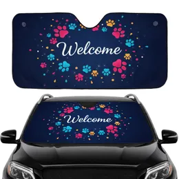 Welcome Script Paw Print Confetti Car Driving Essential Car Sunshade