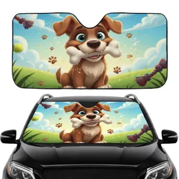 Brown Dog Bone Paw Prints Pet Road Trip Gift for Dog Lover Car Sunshade