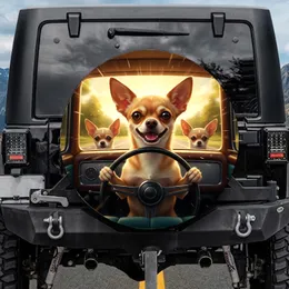 Chihuahua Steering Wheel Road Trip Vehicle Decor for Pet Parents Spare Tire Cover