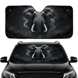Monochrome African Elephant Bust Car Interior Upgrade - Road Trip Travel Essentials Car Sunshade