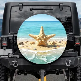 Starfish Beach Waves Seashells - Coastal Living Gift for Beach Lover Spare Tire Cover