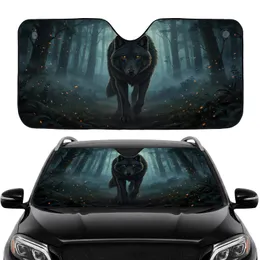 Intense Black Wolf Glowing Eyes Dark Forest - Wildlife Lover Road Trip Gift Car Sunshade