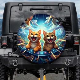 Exhilarated Adventure Cats - Adventure Lover Gift for Cat Owners Spare Tire Cover