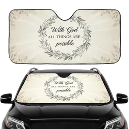 With God All Things Possible Wreath - Car Interior Upgrade Commute Accessory Car Sunshade