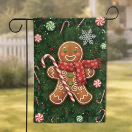 Gingerbread Man Candy Cane Peppermint Snowflake Holly - Christmas Holiday Decor Garden Flag