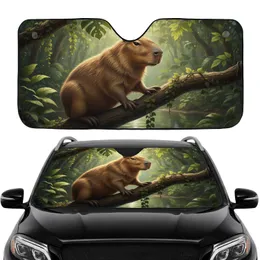 Capybara Branch Tropical Forest River Reflections - Wildlife Lover Travel Essential Car Sunshade
