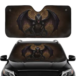 Fearsome Black Dragon Dark Purple Wings Golden Filigree - Car Interior Upgrade Car Sunshade
