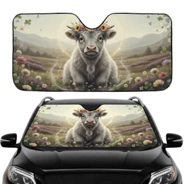 Baby Highland Cow Wildflower Crown Scottish Landscape - Car Interior Upgrade for Cow Lover Car Sunshade