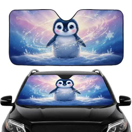 Blue-Eyed Baby Penguin Snowflakes Aurora Winter Twilight - Vehicle Interior Upgrade Car Sunshade