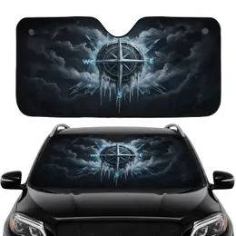 Rugged Compass Rose Icy Storm Clouds Distressed Ice - Car Interior Upgrade Car Sunshade