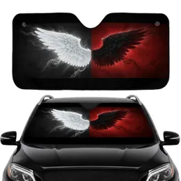 Majestic White Black Angel Wings - Car Interior Upgrade Accessory for Road Trip Travel Car Sunshade