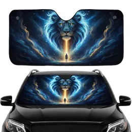 Lion Head Human Silhouette Cosmic Energy - Car Interior Upgrade Car Sunshade