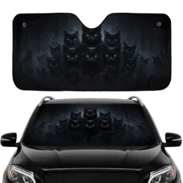 Mysterious Black Cats Luminous Amber Eyes Forest Fog Car Interior Upgrade Car Sunshade