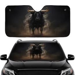 Black Bull Golden Horns with Swirling Dust - Road Trip Essentials Car Sunshade